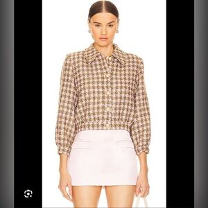 L'AGENCE Pink and Brown Plaid Blazer